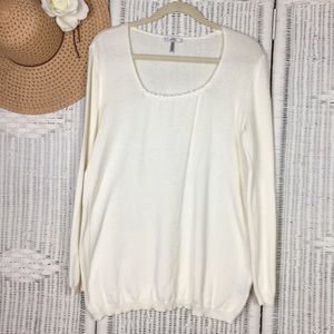 Metro 7 Sweater Ivory Scoop Neck Long Sleeve XL
